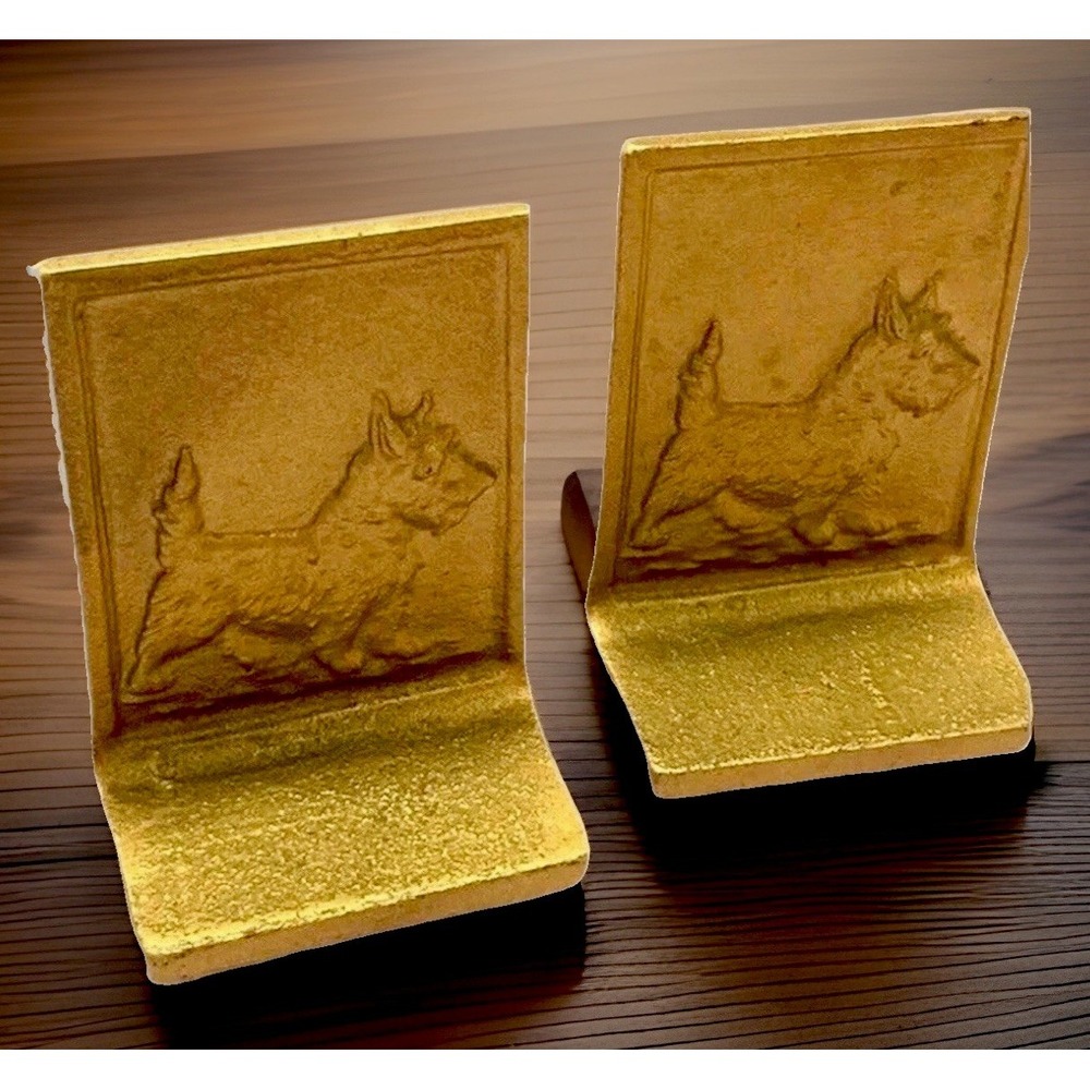 Antique Bradley Hubbard B&H Cast Iron Bookends Gold Art Deco Regency Gold VTG